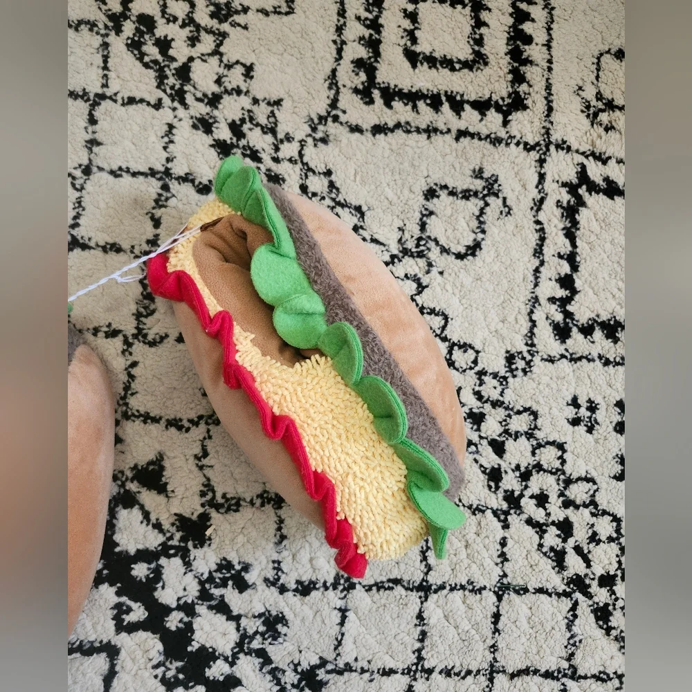 Fun Plush Hamburger Hot Dog Slippers Boys 5y - 6y